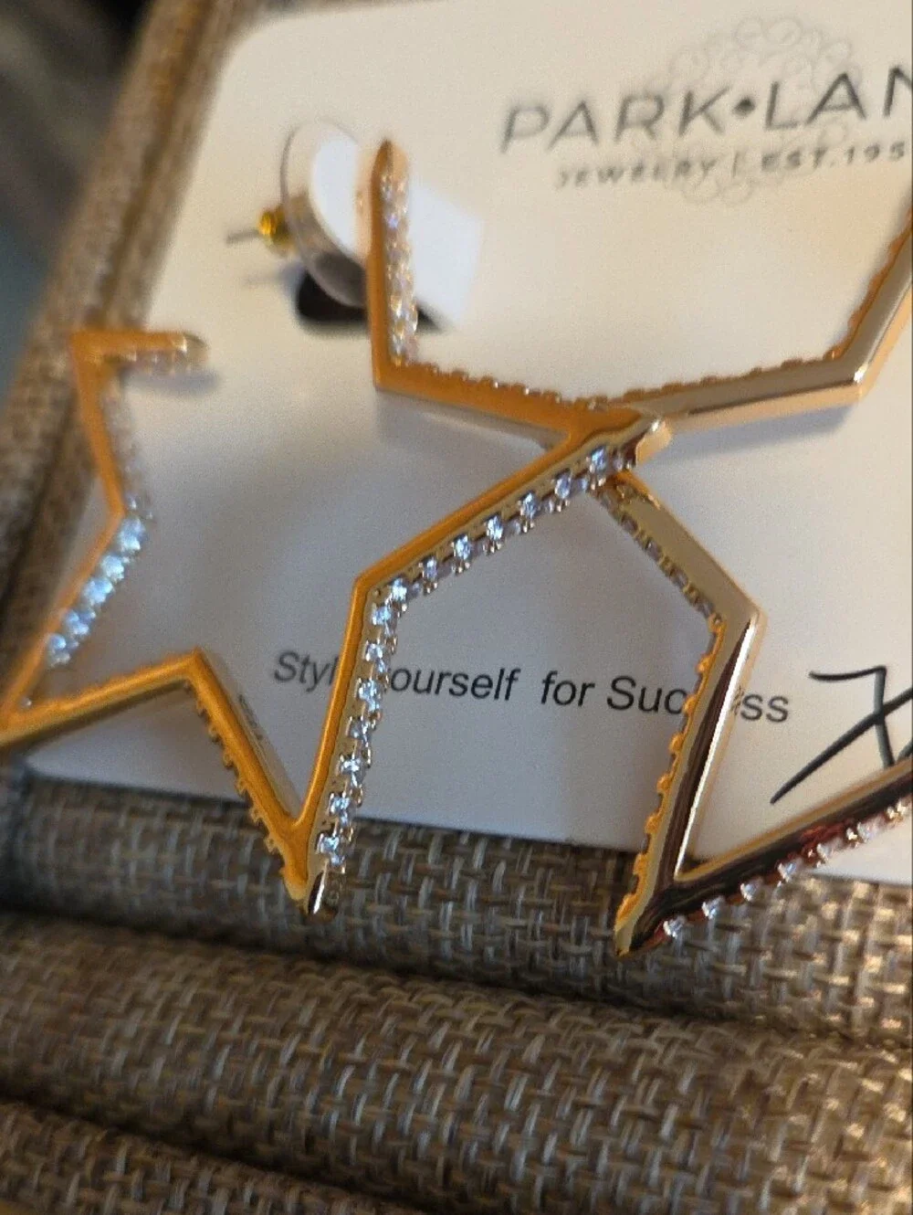 Park Lane Gold Star Outline Hoop Earrings with Crystal Accents - Spangled